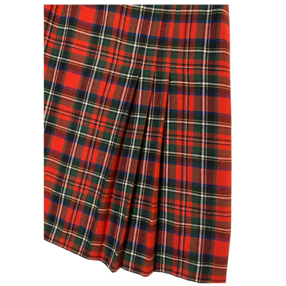 Vintage Hauptfutter Plaid Plated Viscose Midi Skirt Medium Multicolor Academia - Picture 3 of 6